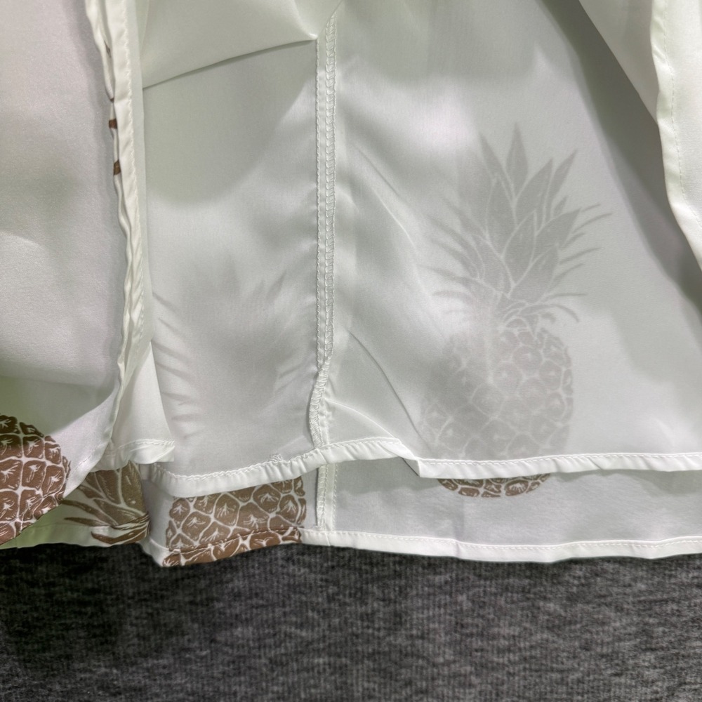 NEW White Pineapple Print Cold Shoulder Lace‎ Sleeve Mini Dress Shein Curve 0XL - Picture 6 of 12